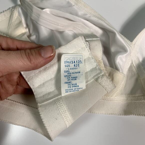 SOLD VTG Sears Bra Size 42C Off White Wire Free Wireless Full Coverage Wide - Picture 8 of 9